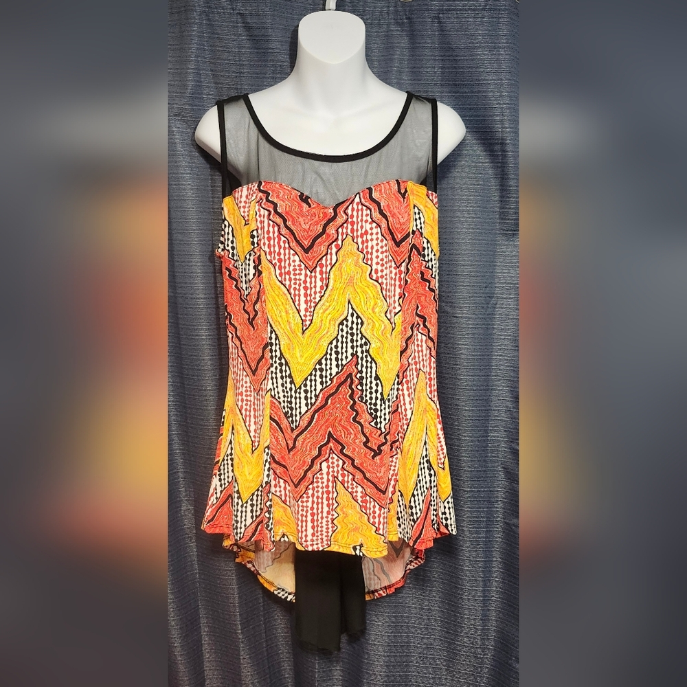 Janette Plus Tank with Sheer Top